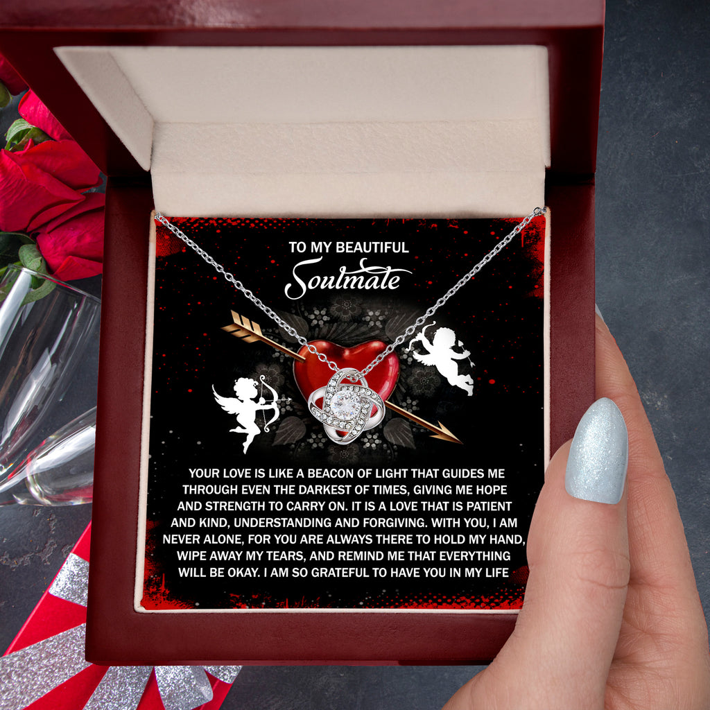 To My Beautiful Soulmate - Grateful For You - Love Knot Necklace