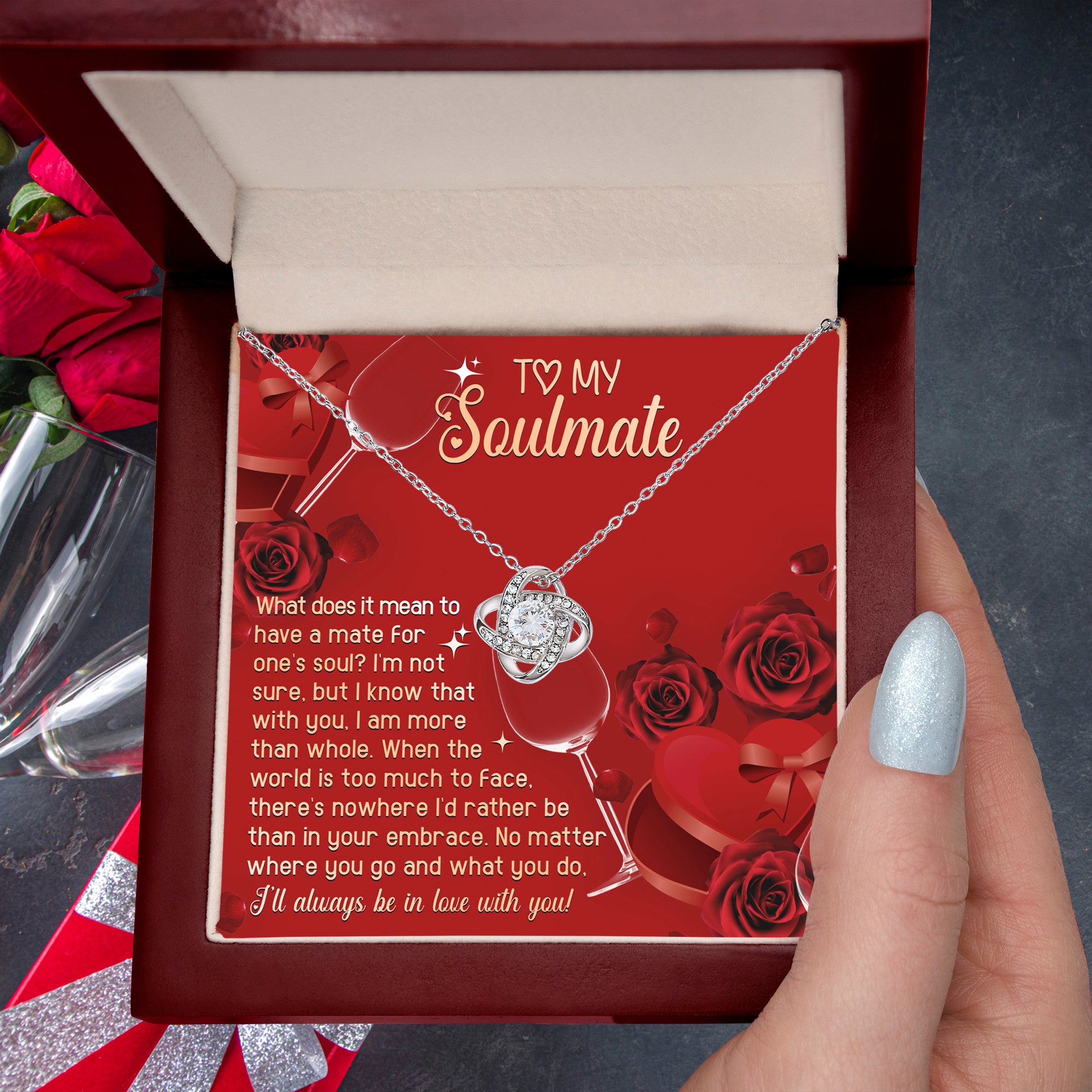 To My Soulmate - In Your Embrace Romantic Love Knot Necklace