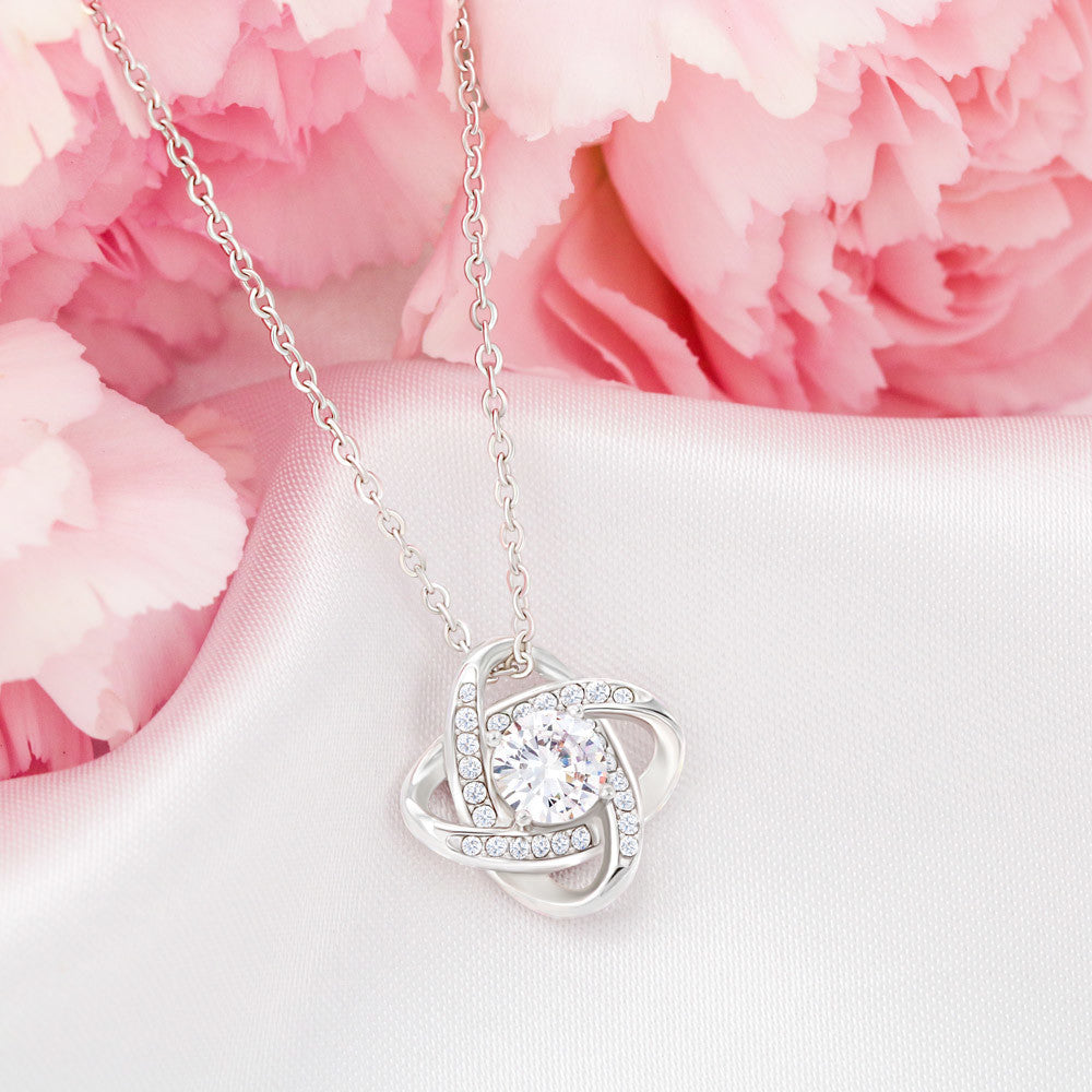 Will You Be My Valentine Love Knot Necklace with Preserved Rose – Romantic Valentine's Day Gift for Her