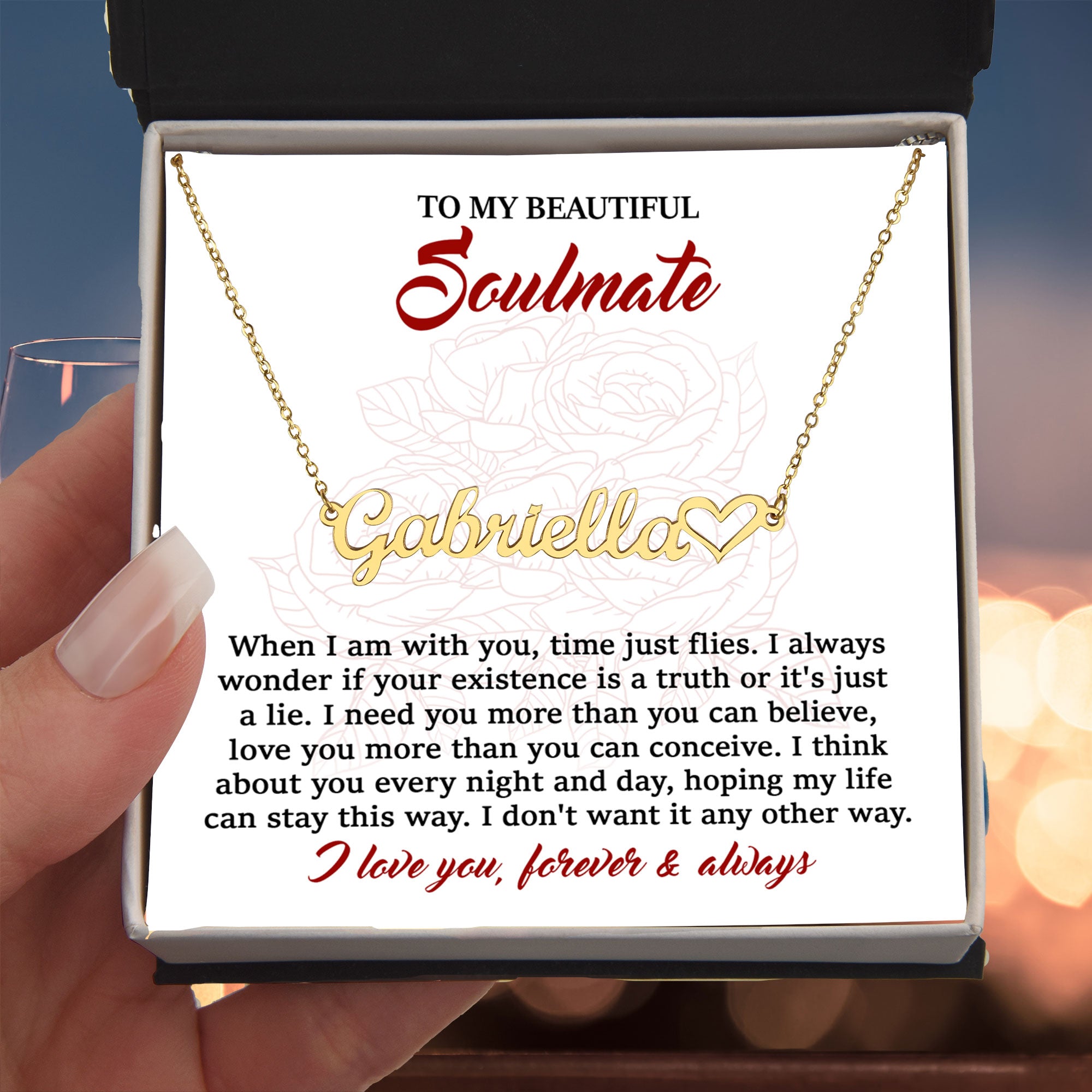 Soulmate-I Need You Personalized Script Name Necklace