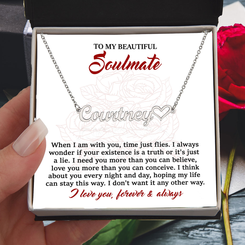 Soulmate-I Need You Personalized Script Name Necklace