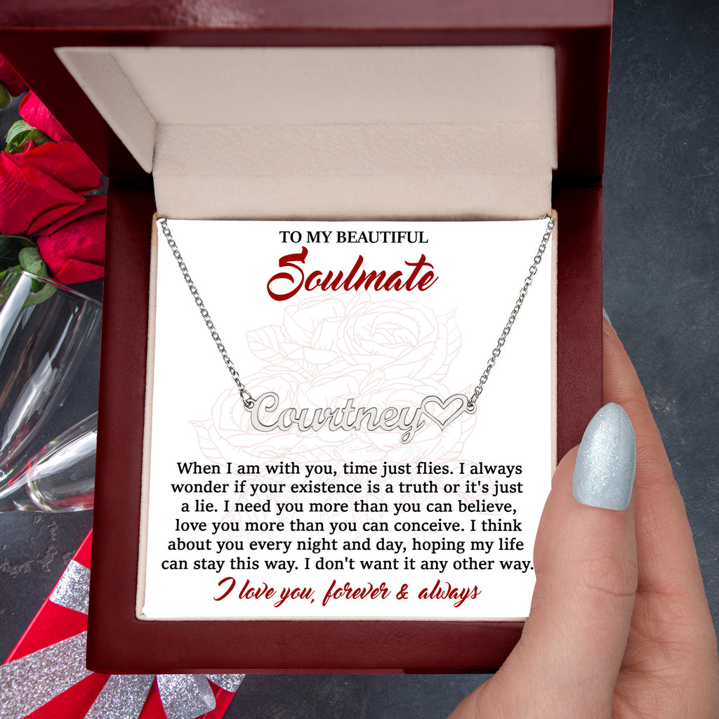 Soulmate-I Need You Personalized Script Name Necklace