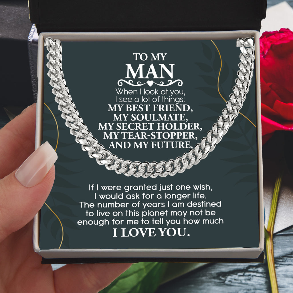 To My Man Cuban Link Necklace – Soulmate & Best Friend Love Gift for Him