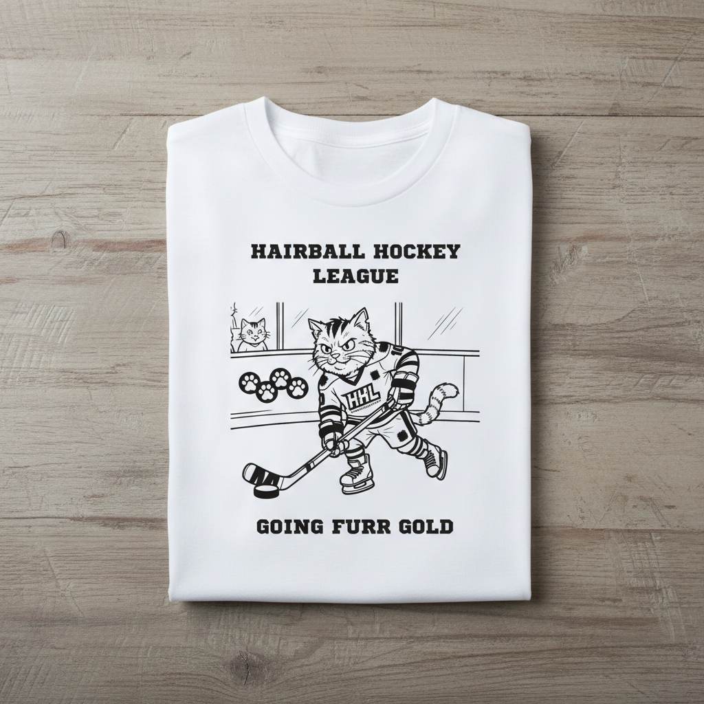 Funny Hockey Cat Tee Hairball Hockey League Shirt – Going Furr Gold - Winter Sports Cat Lover Gift